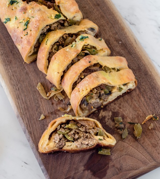 Philadelphia Cheesesteak Stromboli pays homage to the two great Philadelphia food favorites: cheesesteak and Stromboli. (Courtesy of Ken Goodman)