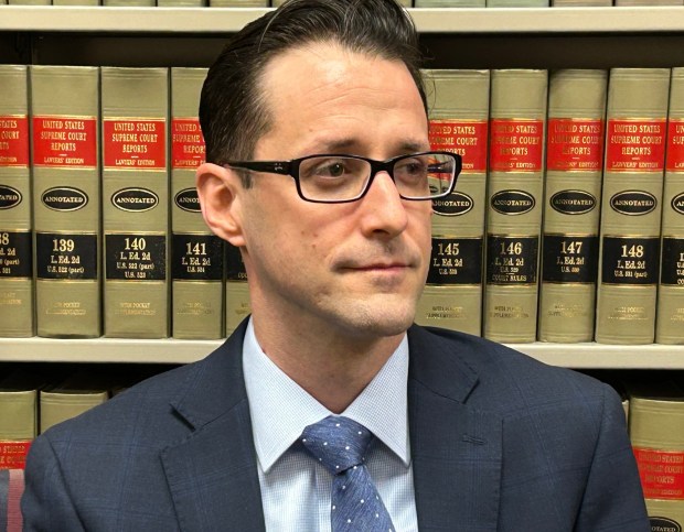 Chester County District Attorney Chris de Barrena-Sarobe in his West Market Street office in March 2024. (Michael P. Rellahan - MediaNews Group)