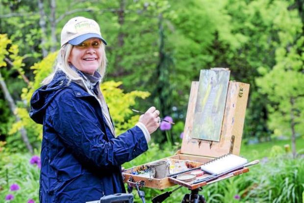 Elverson artist Elise Phillips, seen here during the 2017 Plein Air event, will be participating this year as well. (File Photo)