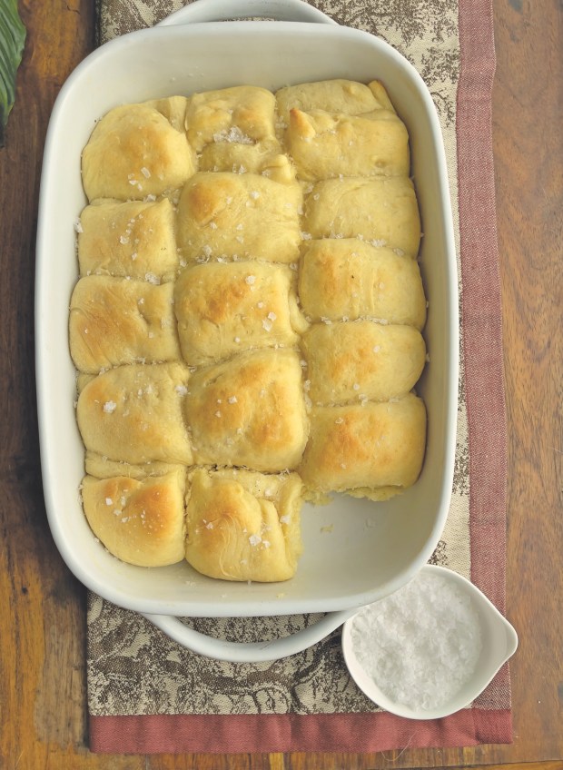 Named for their creation in the 1870s at the Parker House hotel in Boston, these rolls differ from regular yeast rolls in that they are folded into layers, brushed with butter and baked close together. (Courtesy of Adventure Publications)