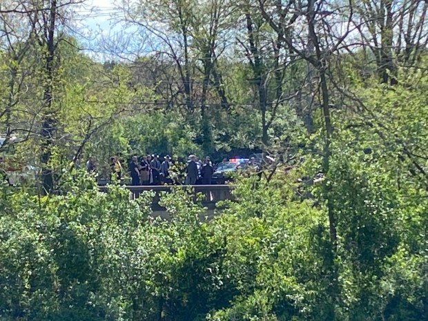 The scene at Conchester Highway and Chichester Avenue. (PETE BANNAN -DAILY TIMES)