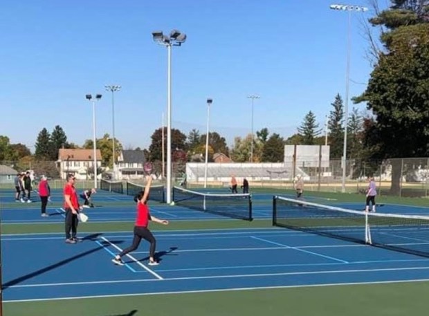 Pickleball players play on outdoor courts at Memorial Park in Lansdale. (Photo courtesy of Lansdale Borough)