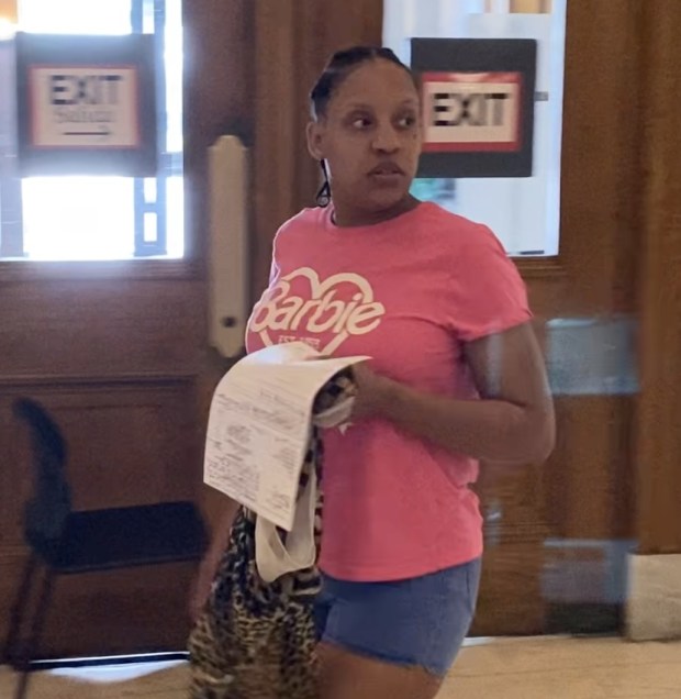 Arbetina Johnson-Lowery, seen here outside a Montgomery County courtroom on June 21, 2024, pleaded guilty to homicide by vehicle while DUI in connection with East Norriton crash that killed her toddler son, a passenger in her vehicle. (Photo by Carl Hessler Jr. - MediaNews Group)