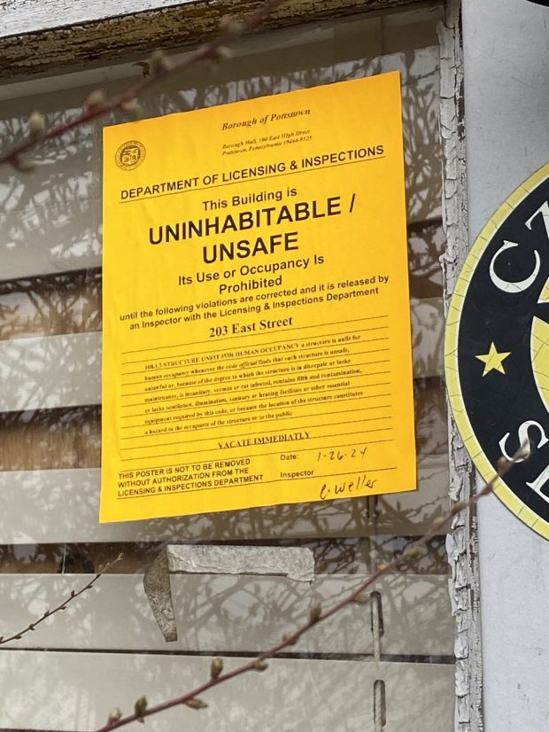 Not for the first time, the borough posted the property at 203 East Street as "Uninhabitable and unsafe" on Jan. 26, one day after two people were found dead inside, possibly from carbon monoxide poisoning. (Evan Brandt -- MediaNews Group)