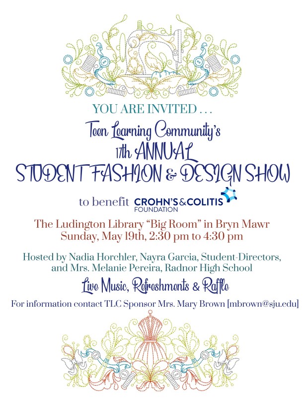 "YOU ARE INVITED" to the 17th Annual Student Fashion and Design Show, to be held in "The Big Room" at Ludington Library on Sunday afternoon, May 19. (Image submitted by Mary Brown)