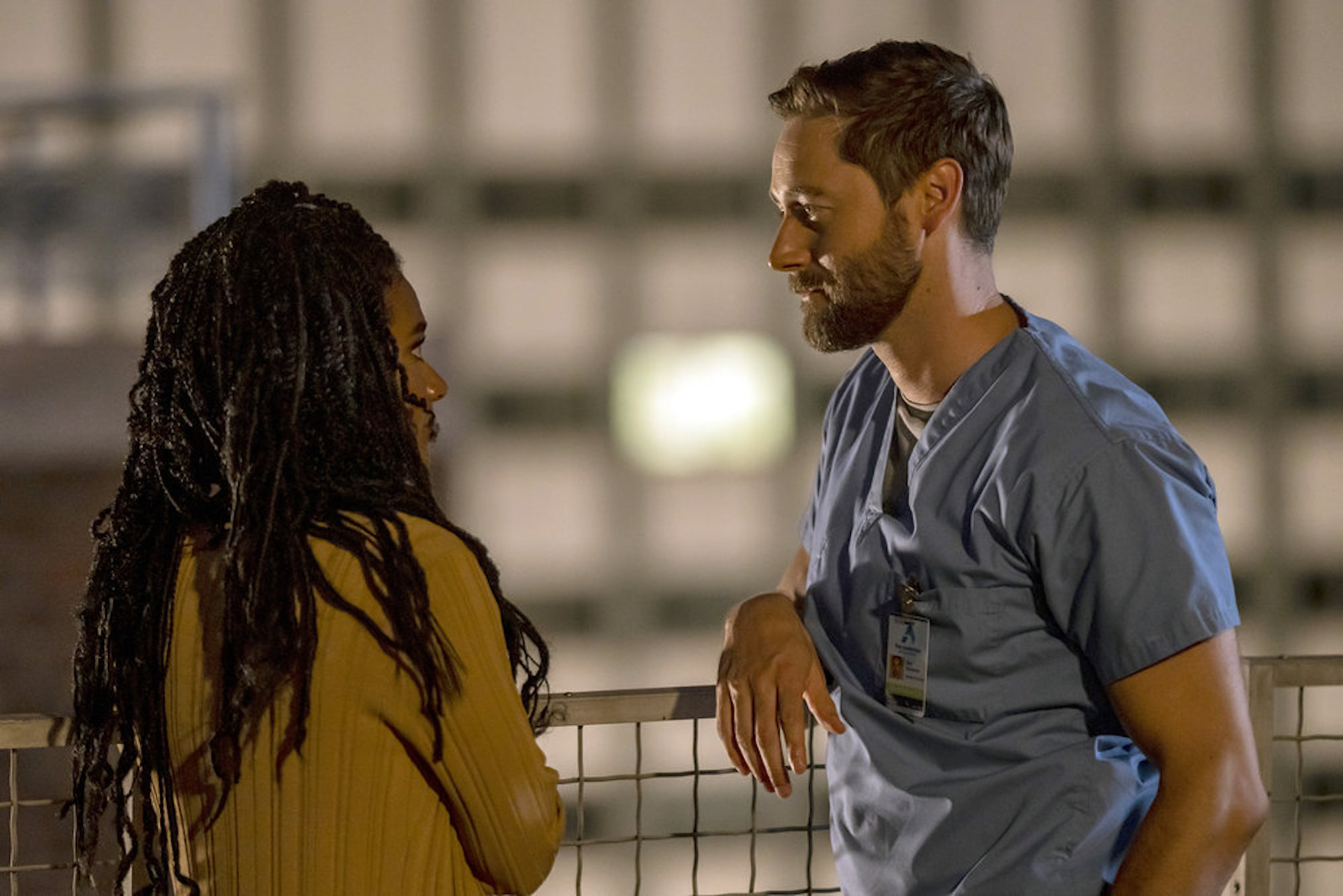 Freema Agyeman as Helen, Ryan Eggold as Max in New Amsterdam