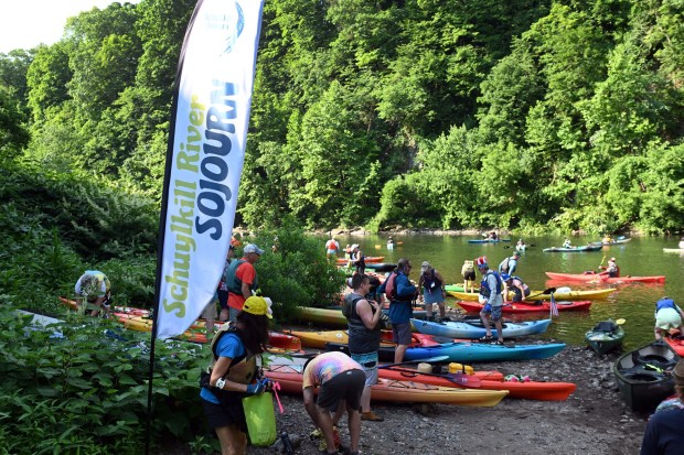 The Schuylkill River Sojourn departs from Jim Dietrich Park in Muhlenberg Township on Monday. (BILL UHRICH - READING EAGLE)