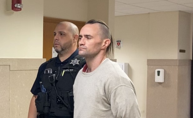 Kenneth Shea is escorted by a deputy sheriff from a Montgomery County courtroom on May 30, 2024, where he informed a judge he planned to plead guilty to charges he fatally stabbed his estranged wife in her Wyndmoor home. (Photo by Carl Hessler Jr. - MediaNews Group)