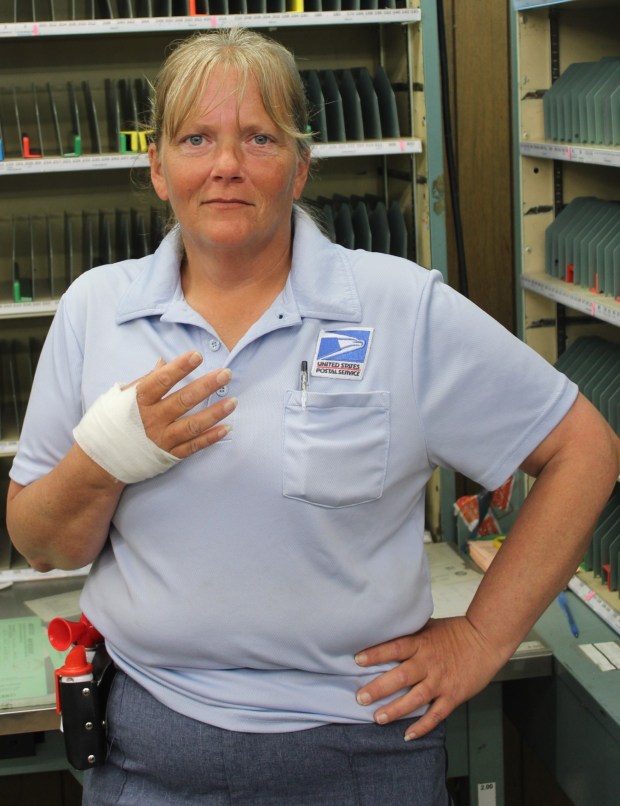 Mail carrier Tara Snyder a couple weeks after she was bitten. (COURTESY OF THE POSTAL SERVICE)