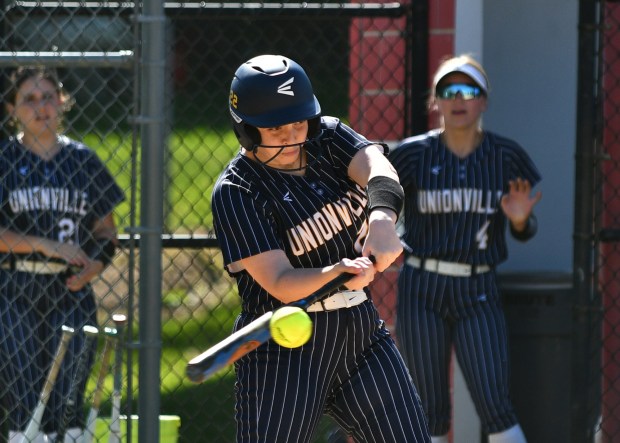 Unionville's Lily DeLong connects for a double (BILL RUDICK for MediaNews Group)