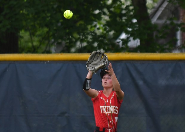 WC East centerfielder Daria Corss makes the catch (BILL RUDICK for MediaNews Group)