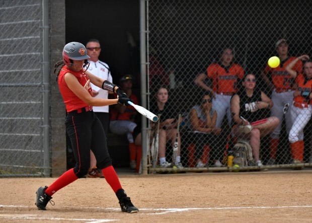 WC East's Mia Picciotti connects for an RBI double (BILL RUDICK for Media News Group)